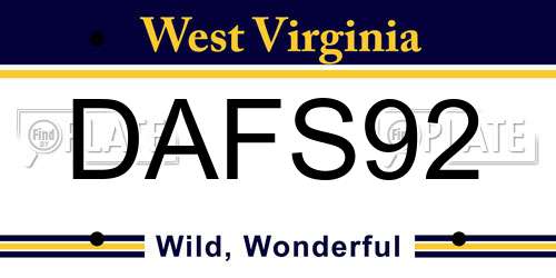 DAFS92 West Virginia License Plate