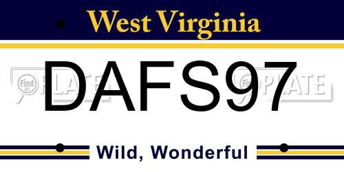 DAFS97 West Virginia License Plate