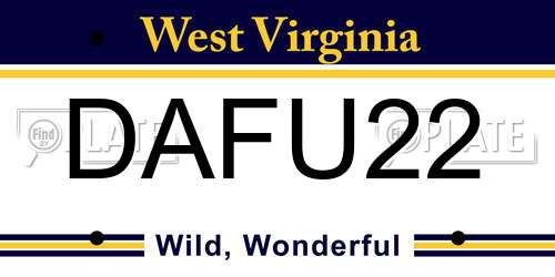 DAFU22 West Virginia License Plate