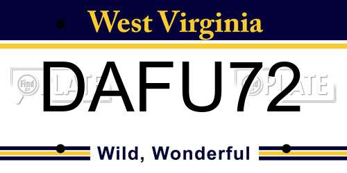 DAFU72 West Virginia License Plate
