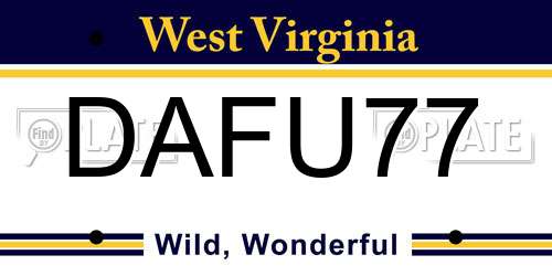 DAFU77 West Virginia License Plate