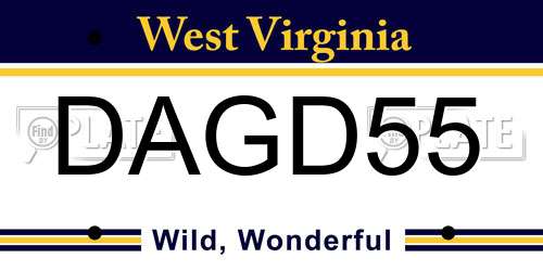 DAGD55 West Virginia License Plate