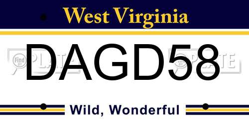 DAGD58 West Virginia License Plate