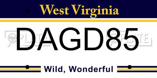 DAGD85 West Virginia License Plate