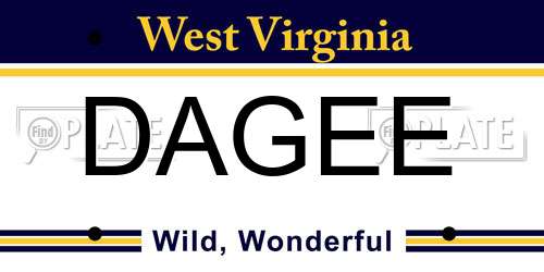 DAGEE West Virginia License Plate