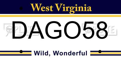 DAGO58 West Virginia License Plate