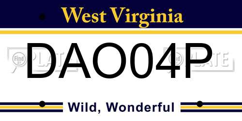 DAO04P West Virginia License Plate