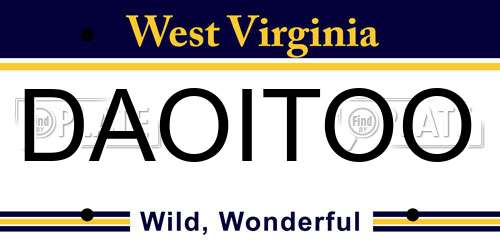 DAOITOO West Virginia License Plate