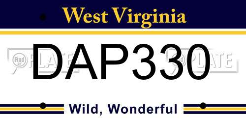 DAP330 West Virginia License Plate