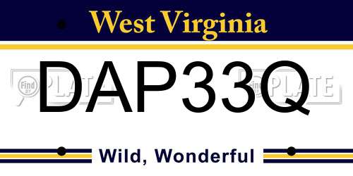 DAP33Q West Virginia License Plate