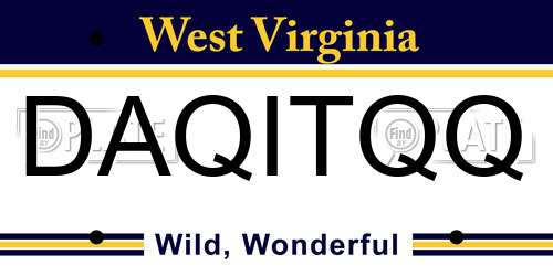 DAQITQQ West Virginia License Plate