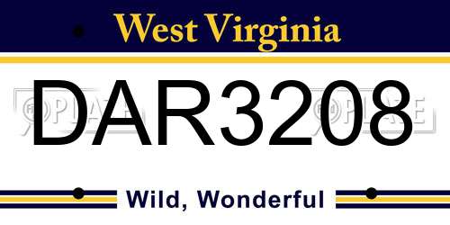 DAR3208 West Virginia License Plate