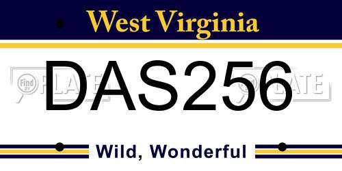 DAS256 West Virginia License Plate