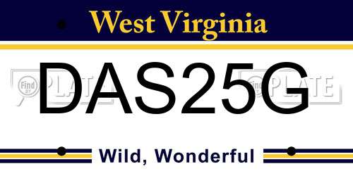 DAS25G West Virginia License Plate