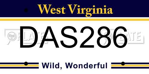 DAS286 West Virginia License Plate