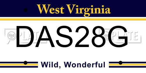 DAS28G West Virginia License Plate