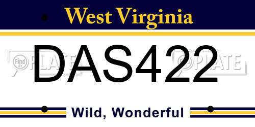 DAS422 West Virginia License Plate