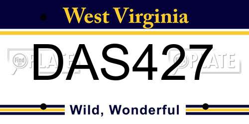DAS427 West Virginia License Plate