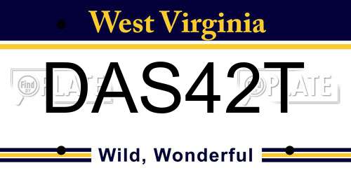 DAS42T West Virginia License Plate
