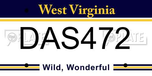 DAS472 West Virginia License Plate