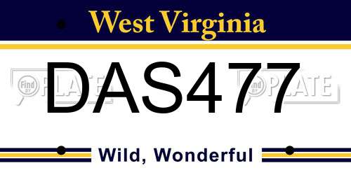 DAS477 West Virginia License Plate