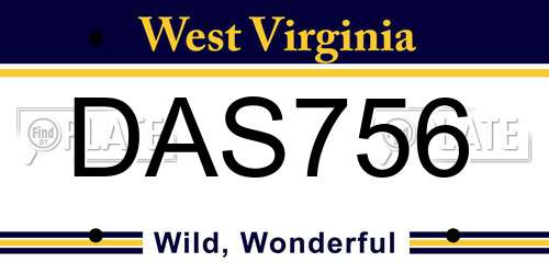 DAS756 West Virginia License Plate