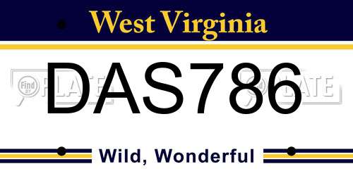 DAS786 West Virginia License Plate