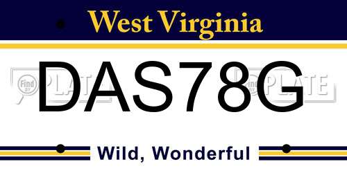 DAS78G West Virginia License Plate