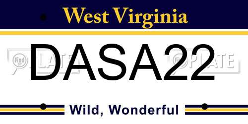 DASA22 West Virginia License Plate