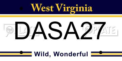 DASA27 West Virginia License Plate