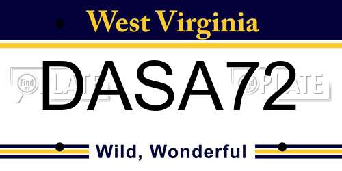 DASA72 West Virginia License Plate