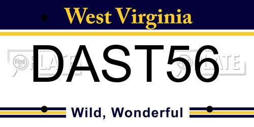 DAST56 West Virginia License Plate