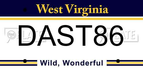 DAST86 West Virginia License Plate