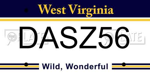 DASZ56 West Virginia License Plate
