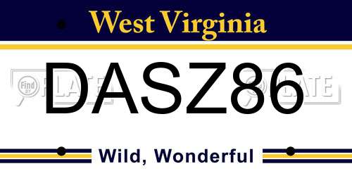 DASZ86 West Virginia License Plate