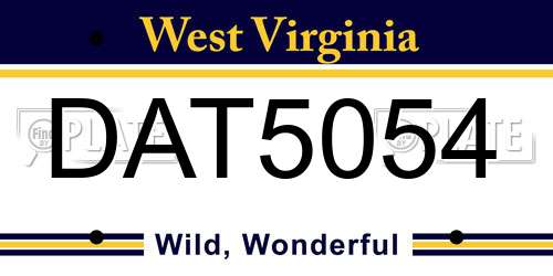 DAT5054 West Virginia License Plate
