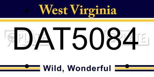 DAT5084 West Virginia License Plate