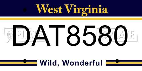 DAT8580 West Virginia License Plate