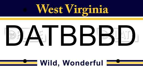 DATBBBD West Virginia License Plate