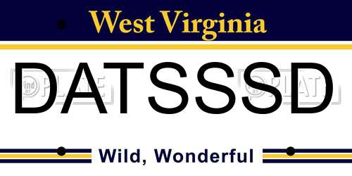 DATSSSD West Virginia License Plate