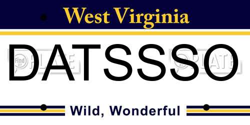 DATSSSO West Virginia License Plate