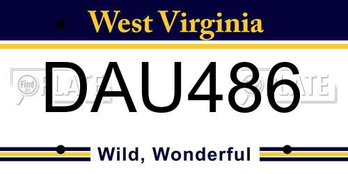 DAU486 West Virginia License Plate