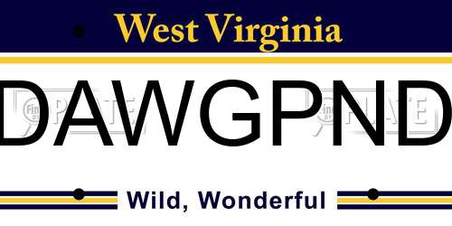 DAWGPND West Virginia License Plate