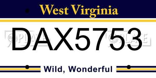 DAX5753 West Virginia License Plate