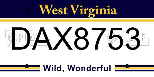 DAX8753 West Virginia License Plate