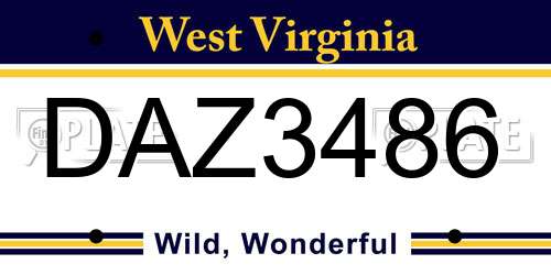 DAZ3486 West Virginia License Plate