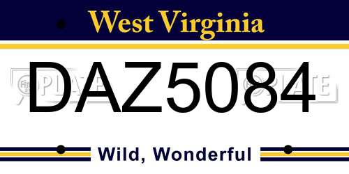 DAZ5084 West Virginia License Plate
