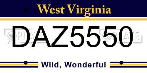 DAZ5550 West Virginia License Plate