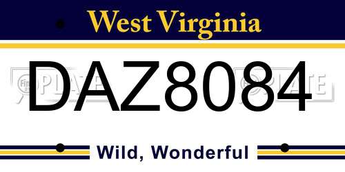 DAZ8084 West Virginia License Plate