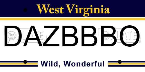 DAZBBBO West Virginia License Plate